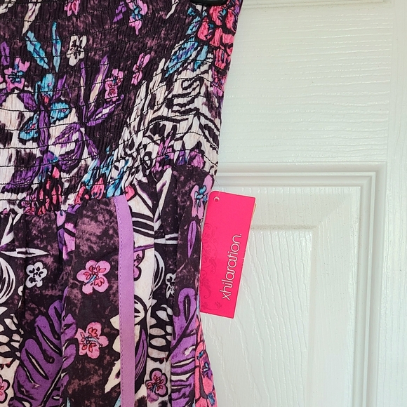 Xhilaration Y2K Strapless Dress Swimsuit Cover Up With Tropical Florals - Picture 5 of 9